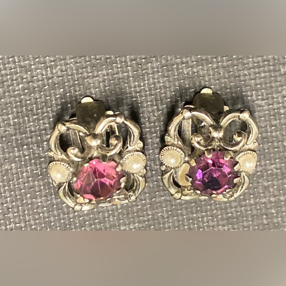 Vintage Moonstone Gold plated Clip on Earrings.